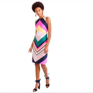 J. Crew Collection Pop Stripe Sheath Dress Navy Azalea size 6